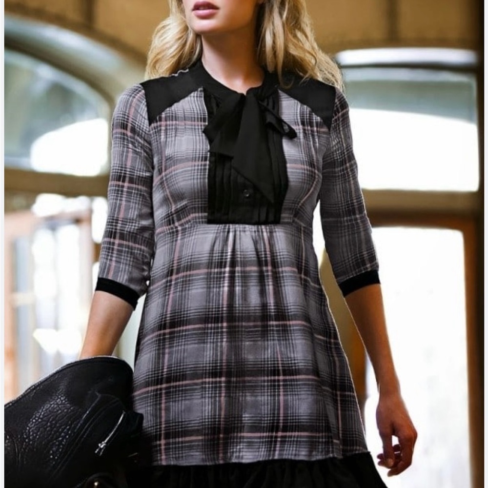 Victoria's Secret Plaid Mini Dress with Black Accents